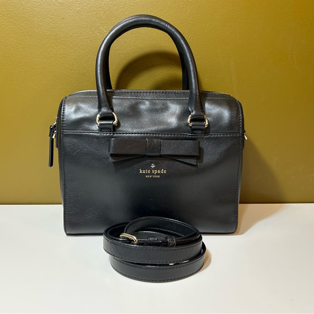 Kate Spade New York Ashton Montford Holly Street Leather Black Bow Bag